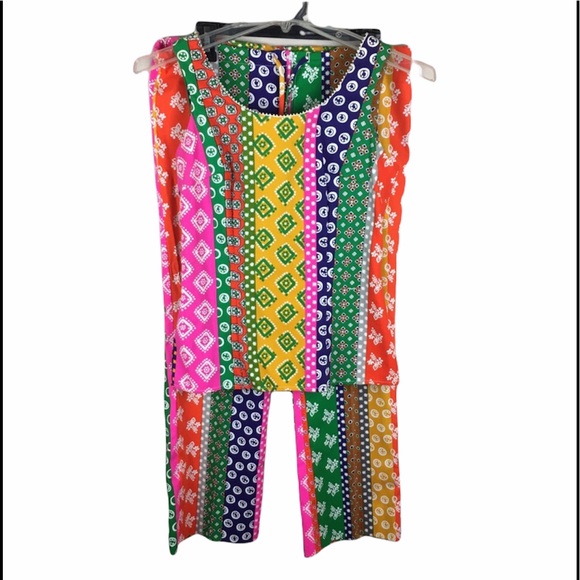 Vintage Pants - Vintage 60s hippie patchwork matching pant outfit